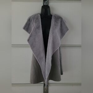 Le Moda Women's Faux Fur Knit Vest XXL Grey